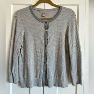Banana Republic Light Gray Striped Button Cardigan